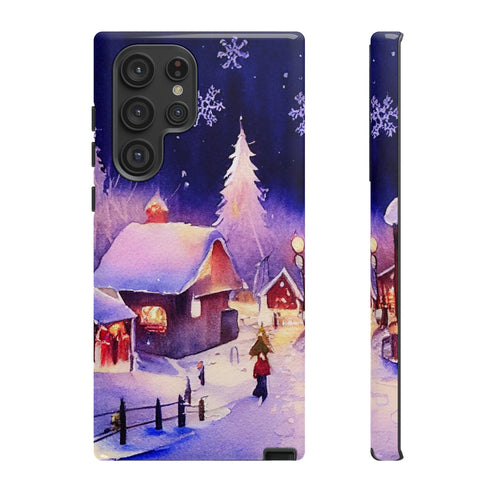 Christmas Homes in the Snow - Impact Resistant Phone Case Samsung Galaxy S22 Ultra Glossy